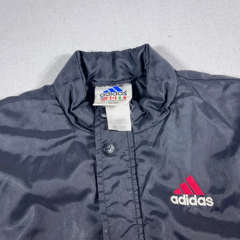 Vintage Adidas Jacket Mens Large Snap Zip Front Puffer Nylon Red Logo‎ 90s